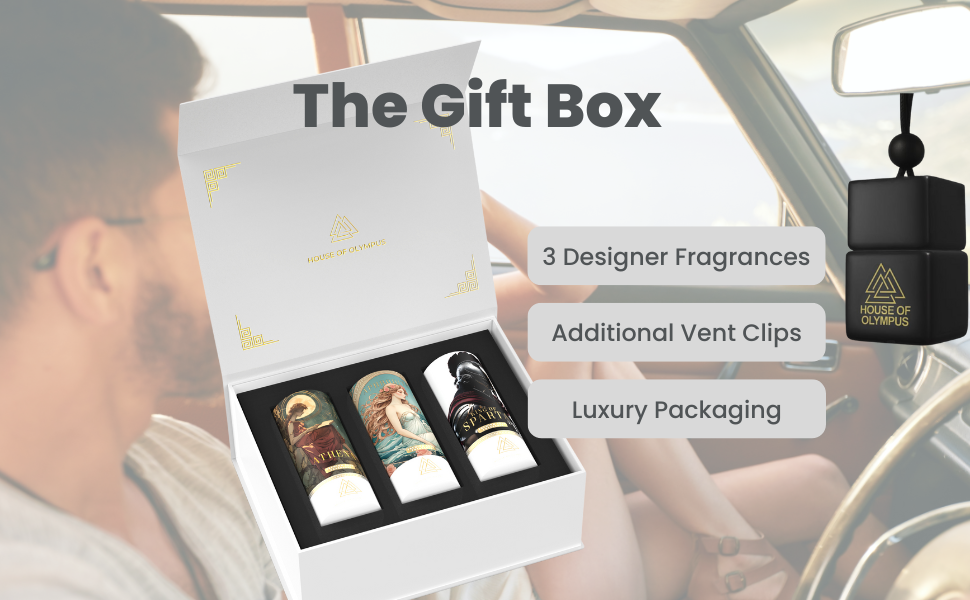 Car Air Freshener Gift Set for Car Enthusiasts | 100% Natural Essential Oils | Luxury Car Scents by House of Olympus | Made in USA